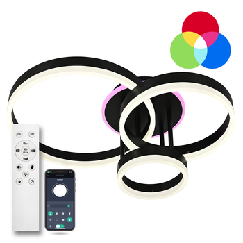 Люстра світлодіодна стельова LUMINARIA GENNY ROUND RGB 80W 4R 605x420 BLACK 220V IP20 (6951712300190)