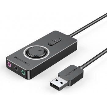 Звуковая карта USB Vention Audio USB-3.5мм 0.15m Volume Control (OMTP-CTIA) Black (CDRBB)