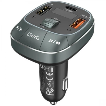 Автомобільний FM-трансмітер Vention PD 54W 2USB 1Type-C (C+A+A) LED/USB Flash/Bluetooth Black (FFLB0)