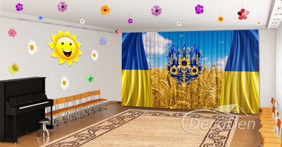 Патріотичні Фото Штори в дитячий сад PHOTODECOR "Український прапор та тризуб"