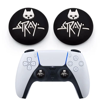 Силиконовые накладки на стик для геймпадов Ps5/Ps4/Ps4 Pro/Xbox Serie X S/Xbox 360/One/Slim/Elite/E/Wii U 2 шт Black/White Cat