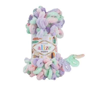 Пряжа для вязания Alize Puffy Color 5938 Салатово-розовый