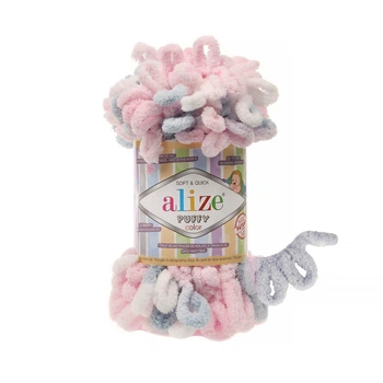 Пряжа для вязания Alize Puffy Color 5864 Бело-розовый