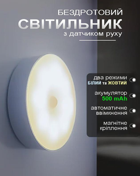 Ночной светильник светодиодный Unrival STEEP Lamp с ДАТЧИКОМ движения, лампа ночник с USB-зарядкой беспроводной 500 mAh белый