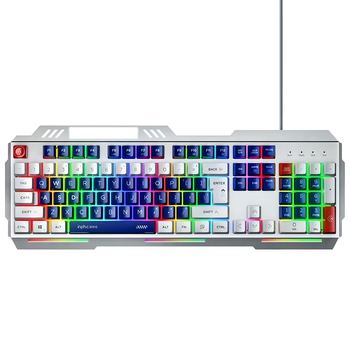 Клавиатура INPHIC K9 MECHA проводная полноразмерная с регулируемой RGB подсветкой, бесшумная, сине-белый (Ukr)