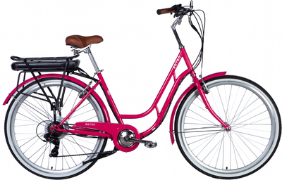 Електровелосипед Dorozhnik eRETRO Vbr FR 19" 28" ST 36 В 12.5 Аг 500 Вт з кріпл. до багажної. задній з крилом St з багажником задн. St 2025 Рожевий (ELB-D-28-070)