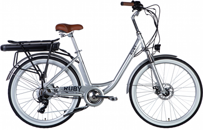 Електровелосипед Dorozhnik eRUBY AM DD FR 17" 26" AL 48 В 12.5 Аг 500 Вт з кріпл. до багажної. задній, з крилом St з ліхтарем з багажником задн. St 2025 Світло-сірий (ELB-D-26-252)