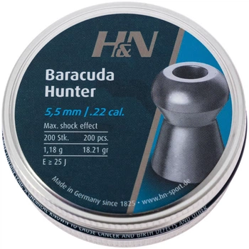 Пульки H&N Baracuda Hunter, 5,5 мм ,1.18г, 200шт/уп [118032]