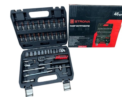 Набор инструментов 46 ед., 1/4", 72 зуба, Cr-V