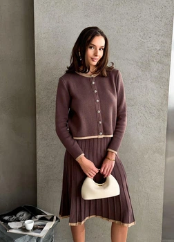 Жакет в'язаний жіночий ART KNIT Gabriel шоколад, XL 038606
