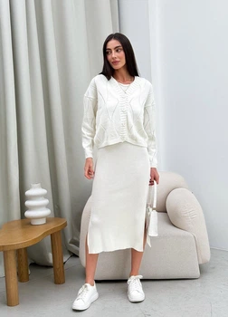 Жіночий в’язаний ажурний кардиган ARTKNIT S-M Молочний (ak35647)