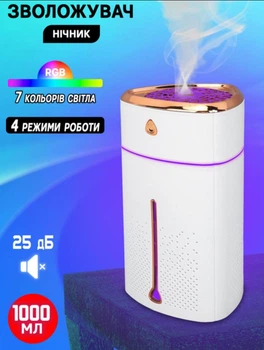 Увлажнитель воздуха с подсветкой RGB Fog Humidifier AP 8496 аромадифузор ультразвуковой 1000мл от USB Белый