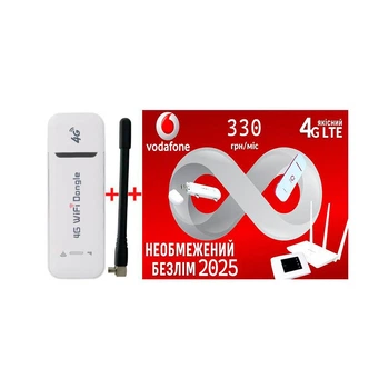 Высокоскоростной модем/роутер USB WI-FI 3G/4G LTE 3 в 1+1 антенна 4G(LTE) 4 db + Подарок - 1 месяц бесплатного безлимитного интернета Vodafone
