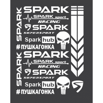 Стікерпак комплект наклейок для мото SPARK Білий