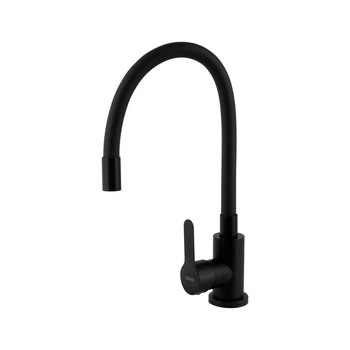 Смеситель для кухни нержавейка, однорычажный с гибким изливом Brinex Pure 015F3 Black Matt BRIPUR015F3BLM, черный
