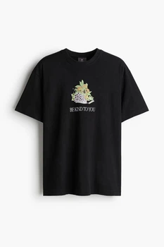Футболка H&M Loose Fit S чорний 1225605006