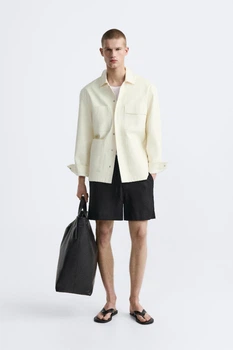 Шорти зі 100% льону Zara M чорний 2634/601/800