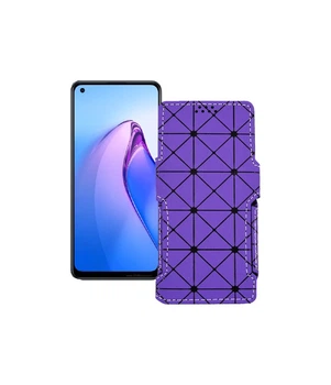 Чохол-книжка з екошкіри для телефону OPPO Reno8 Z 5G Фіолетовий ромб