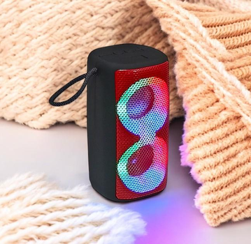 Портативная акумуляторна беспроводная колонка NB с LED подсветкой USB и Bluetooth Красная (І4О)