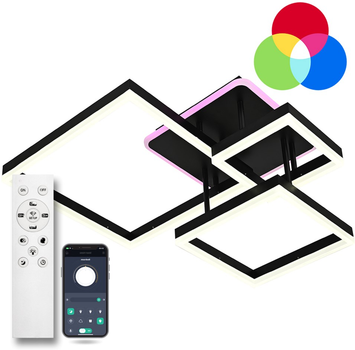 Люстра світлодіодна стельова LUMINARIA GENNY SQUARE RGB 105W 4S 645x618 BLACK 220V IP20 (6951712300213)