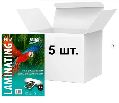 Пленка для ламинирования А4 75 мкм. упаковка 500 л. (100 шт/уп.x 5 п.) Magic Пленка для ламинации А4 глянцевая 75мкм