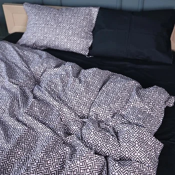 Комплект постільної білизни MirSon Сімейний 2 х 143 х 210 см 22-1386 Geometric Black Сатин (2200010472868)