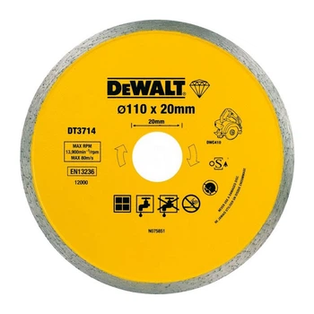 Диск алмазний DeWALT 110х1.6х20 суцільний для граніту та мармуру (DT3714)