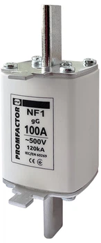 Запобіжник ножовий з плавкою вставкою ПромфакторNF1.100A 500V 120kA