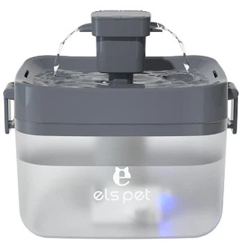 Фонтан-поїлка для котів і собак ELS PET 1.5L з LED підсвіткою та фільтром, Прозорий (146-WHITE)