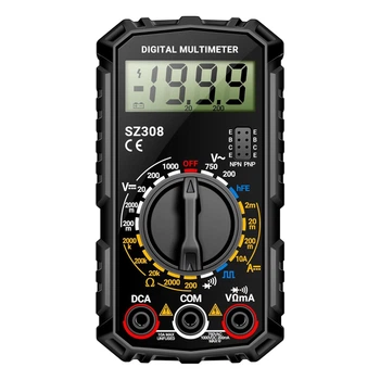 Портативный электронный цифровой мультиметр Aneng SZ308 на 1999 отсчетов Black