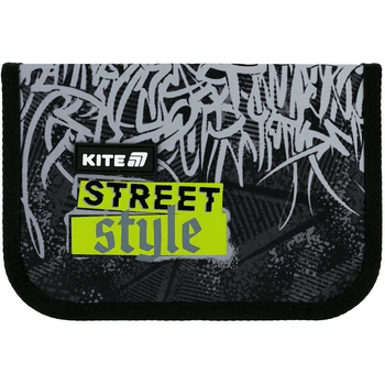 Пенал без наповнення Kite Street Style K25-621-6, 1 відділення, 1 закот 20,5х14х4 чорний