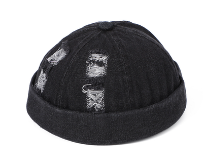 Кепка докерка бейсболка без козырька Docker cap джинсовая черная (II) 33976