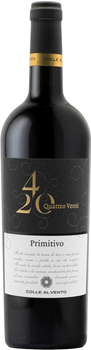 Вино Colle Al Vento Primitivo Salento 4/20 IGP червоне сухе 0.75 л 14% (8017868001638)