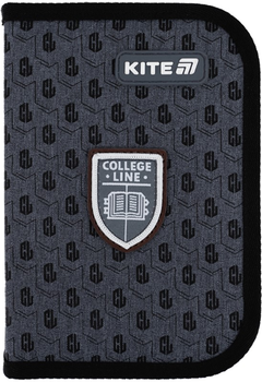 Пенал шкільний з наповненням Kite College Line Boy 1 відділення 2 відвороти 20.5х14х4 см Сірий (K25-622H-2)