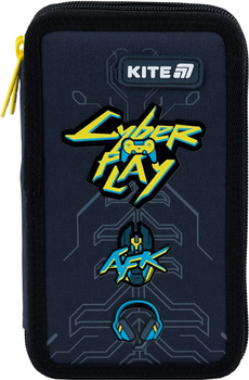 Пенал шкільний без наповнення Kite Cyber 2 відділення 20x12x4.5 см Сірий (K25-623-4)