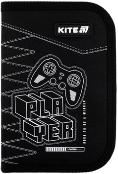 Пенал шкільний без наповнення Kite Player 1 відділення 2 відвороти 20.5х14х4 см Чорний (K25-622-6)