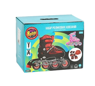 Ролики 11577-XS размер 26-28 стелька 15-17см, цвет Красный, колеса PVC, d = 6 см, шлем, защита, в коробке (6900066381683)