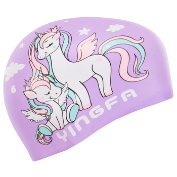 Шапочка для плавания детская силиконовая Yingfa Junior 0012-1 Violet-White-Pink