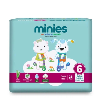 Підгузки Minies Baby Extra Large 6 (Розмір 15-27 кг) 28шт