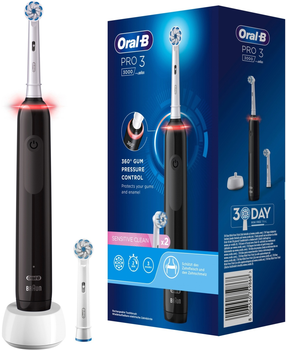 Электрическая зубная щетка Oral-B Pro 3 3000 Sensitive Clean Черная + Brush Head (8006540759868)