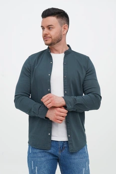 Сорочка джинсова стійка Trend Collection 18307-6 Темно-смарагдовий (PETROL) S