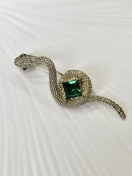 Брошка Mirshine Snake Gold/Green