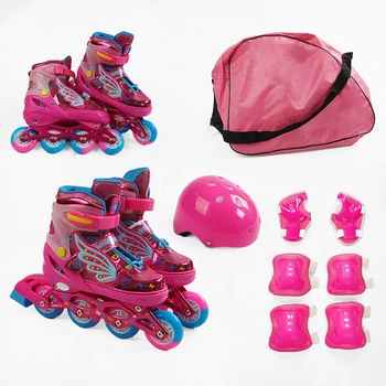 Ролики дитячі Best Roller SC-91300 М (розсувні, розмір 35-38, колеса: 4/Ø65 мм/PU, в один ряд, гальмо заднє, підсв., наколінники, налокітники, сумка)