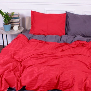 Комплект постільної білизни MirSon Satin Stripe 30-0018 + 30-0012 Jeren 160х220 Сімейний (2200005264126)