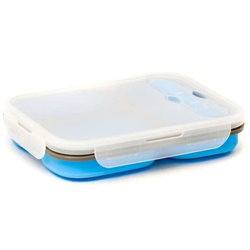 Складной силиконовый ланч‑бокс для еды Синий