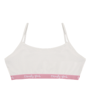Підлітковий топ на тонких бретельках із написом Candy Girl - Donella - 5971PD7 - 146-152 см - Молочний
