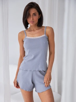 Піжама (майка + шорти) жіноча великих розмірів бавовняна BARWA garments 0231/354 XL Сіра (2112313544091)