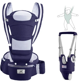 Хипсит, Эрго-рюкзак, кенгуру переноска Baby Carrier 6 в 1 Темно-Синий и Вожжи-ходунки с трусиками (n-1394)