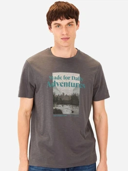 Футболка бавовняна довга чоловіча Camel Active T-Shirt 1/2 Arm 409700-5T06-08 3XL Сіра з принтом (4064478972555)
