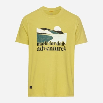 Футболка бавовняна довга чоловіча Camel Active T-Shirt 1/2 409700-5T17-33 XL Жовта з принтом (4064478973644)